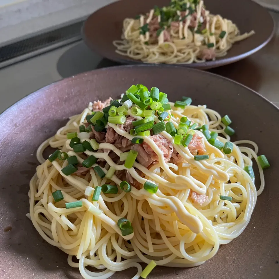 Snapdishの料理写真:ツナマヨポン酢パスタ|sanaeさん