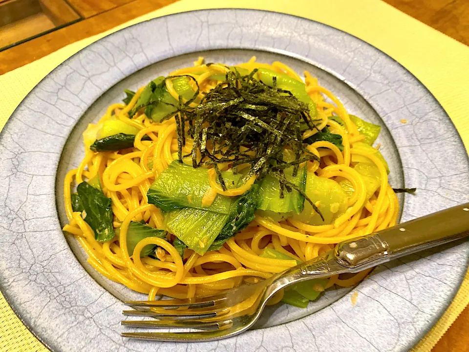 小松菜とツナの和風パスタ🍝|まめすけ。さん