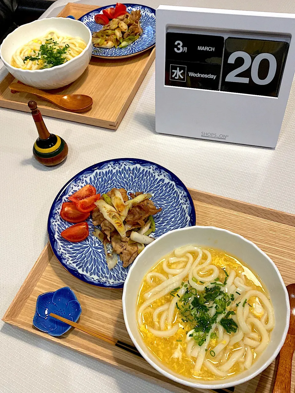 豚ロース葱焼き、卵とじうどん|papinさん