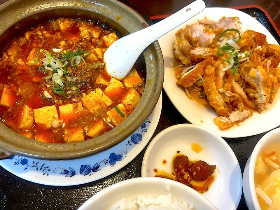 麻婆豆腐＆油淋鶏定食|ぶりっとさん