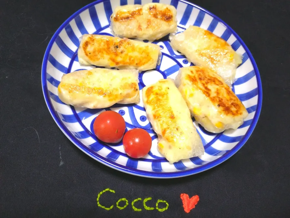 ライスペーパーを使って・その2・ポテトとマヨネーズとコーンの包み✨|cocco+さん