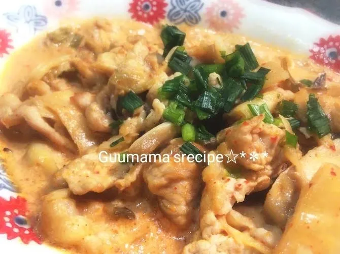 Snapdishの料理写真:超特急♡美味しさ想像以上♡豚肉のキムチクリーム煮|Guuママさん