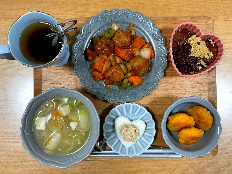 肉団子とお野菜の甘酢ケチャップ炒め献立♡|ekoneko❤︎さん