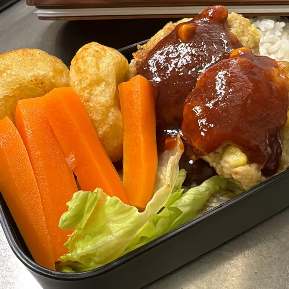 【簡単弁当！】子供もおお喜び！リピート必須の最高の旨さ！一度食べたらやめられない！コーンバーグ弁当！おかわりの声が止まらない！|テリチョモさん