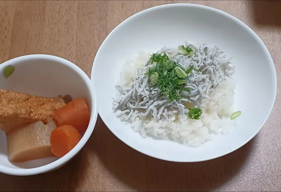 Snapdishの料理写真:釜揚げしらす丼
厚揚げと大根とにんじんの煮物|ナナさん