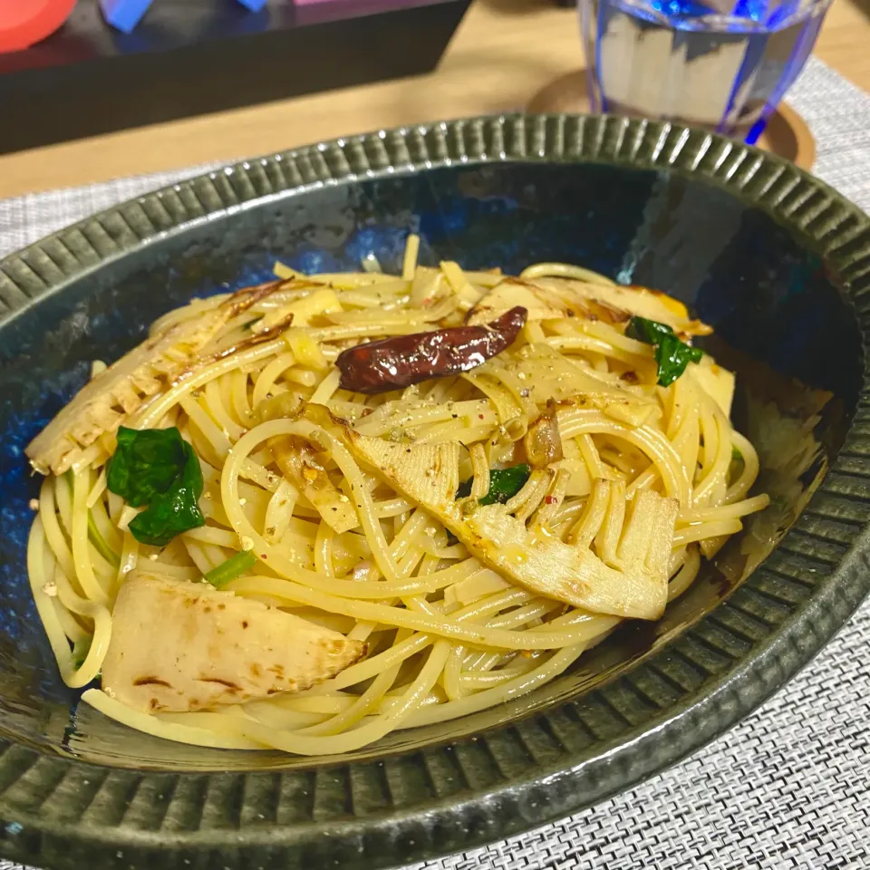 筍とほうれん草の和風パスタ|OLの気ままご飯🍽さん