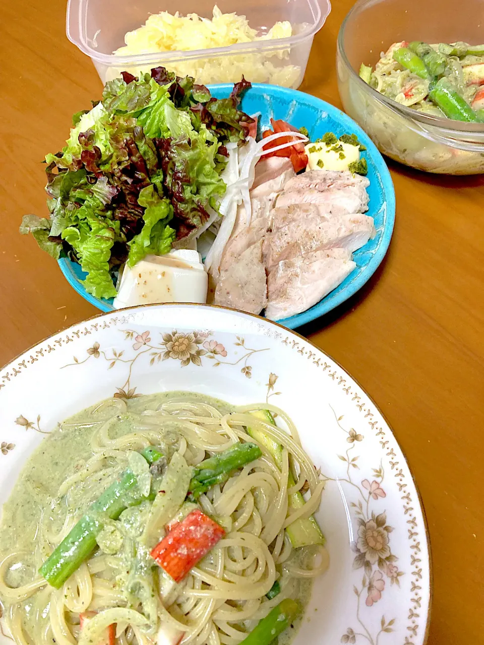 糀甘酒と豆乳のクリームパスタ🩷おうちシェフProでサラダチキン🩷パール柑|さくたえさん