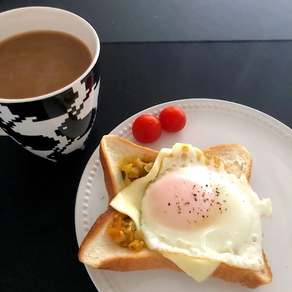 12:13 カレーチーズたまごトースト🍛🧀🍳|へれ子さん