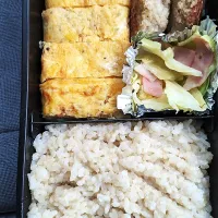 Snapdishの料理写真:手作り弁当
マスタード入り卵焼き
鶏ひき肉の豆腐ハンバーグ
レンチンでキャベツとベーコンの温サラダ|俊一さん