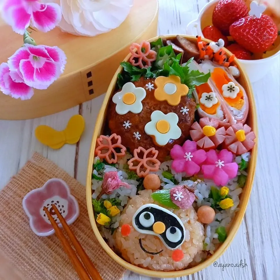 🌼お花いっぱい春弁当🌼
たぬきさん🌱のほほんお花見日和🌱|ayano.adshさん