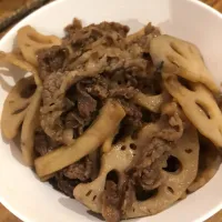 Snapdishの料理写真:蓮根牛肉炒め|kabosu.さん