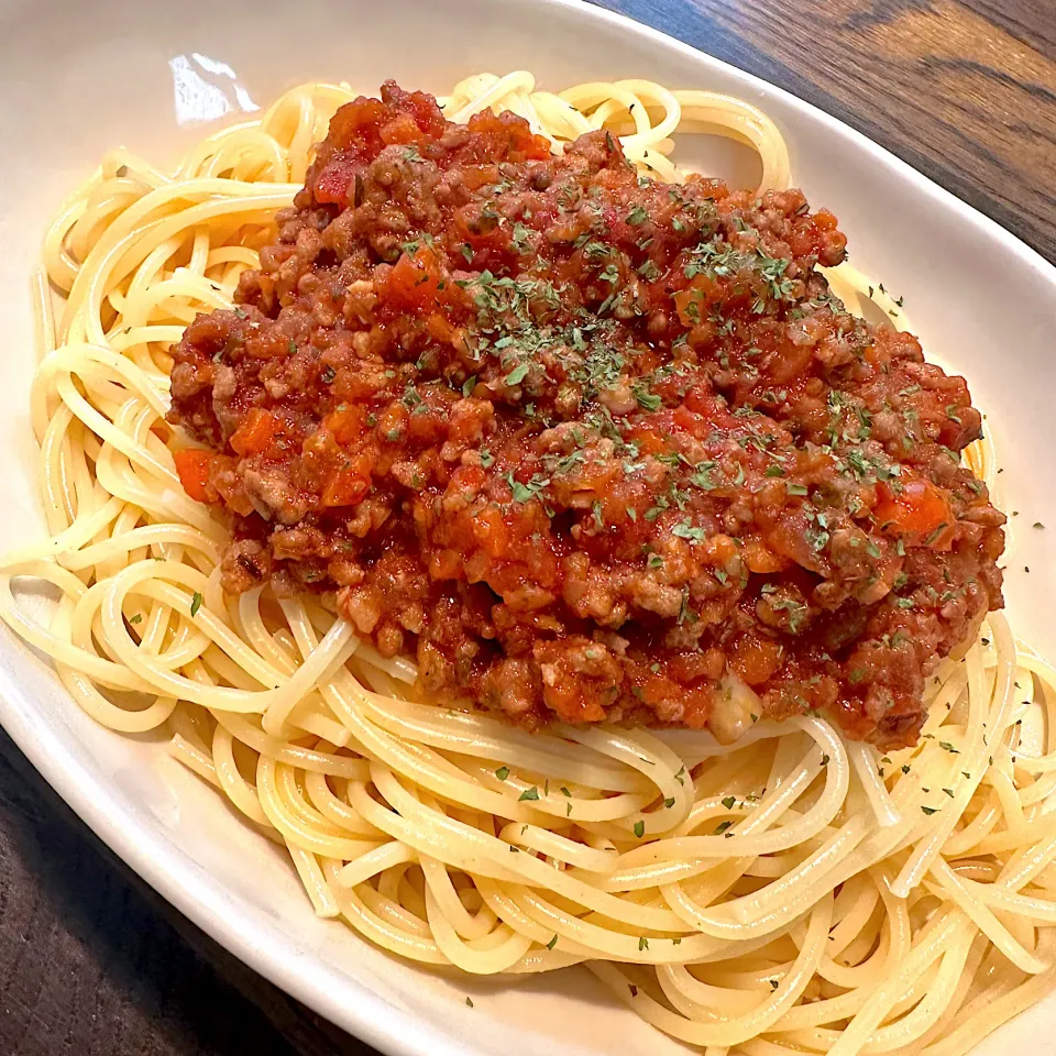 Snapdishの料理写真:ミートパスタ🍝|Azumamaさん