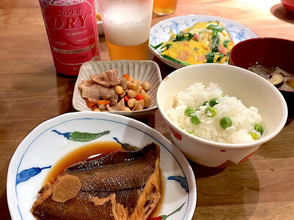 豆ご飯・カレイの煮付け|くり子さん