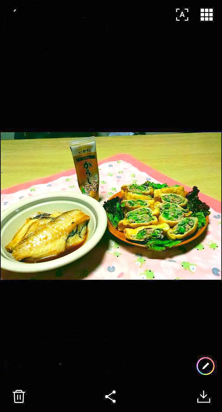 赤魚の煮付けと油揚げのメンチカツ風。|りささん