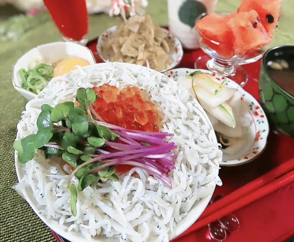 Snapdishの料理写真:釜揚げしらす丼|アカネ💖さん