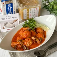 Snapdishの料理写真:ご飯がすすむ♪豚つくねのトマ味噌煮