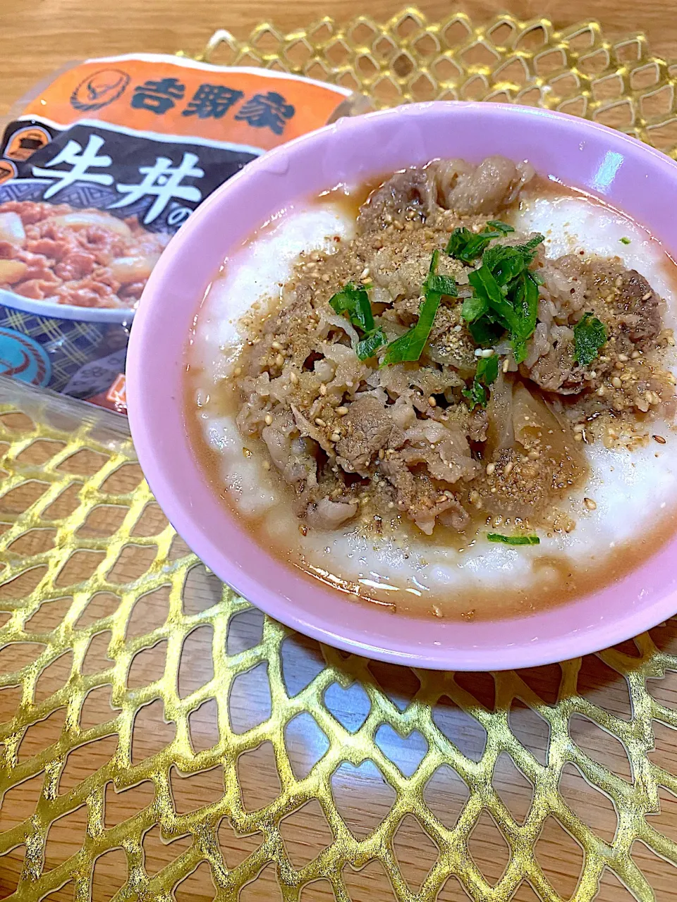 お粥に牛丼|ちとんさん