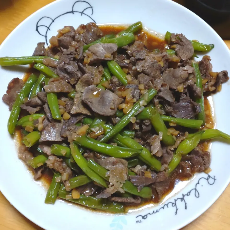 いんげんと牛肉の炒め物|しまだ ちえこさん