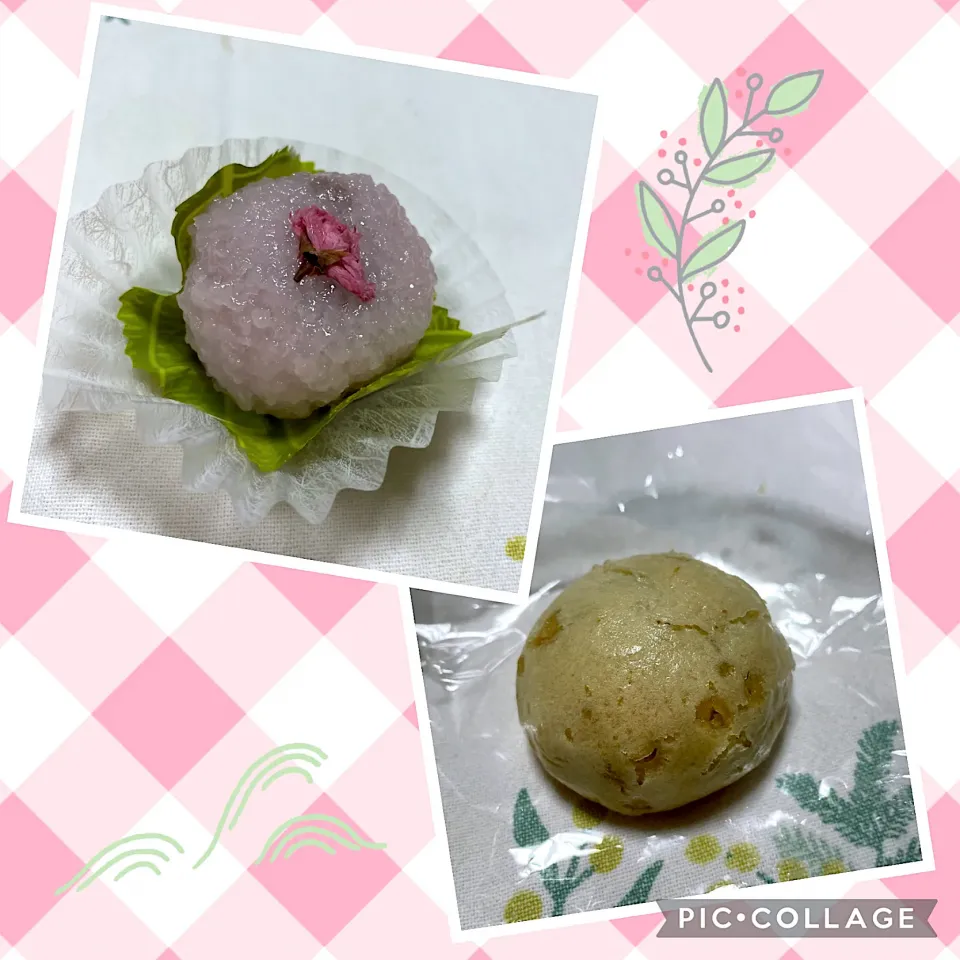 Snapdishの料理写真:桜餅、白みそ饅頭|こいちさん