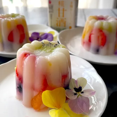 「プラス糀 糀甘酒LL ゆずブレンド」を使ってみたSnapdishの料理・レシピ写真:糀甘酒フルーツ羹 ~🍓🍍🍊🥝🫐