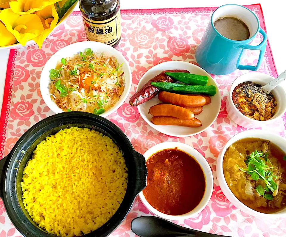 今日の美味しい幸せ元気ご飯^ ^ひとり鍋で糀甘酒ゆずブレンド入れたターメリックライス^ - ^|HAMI69さん