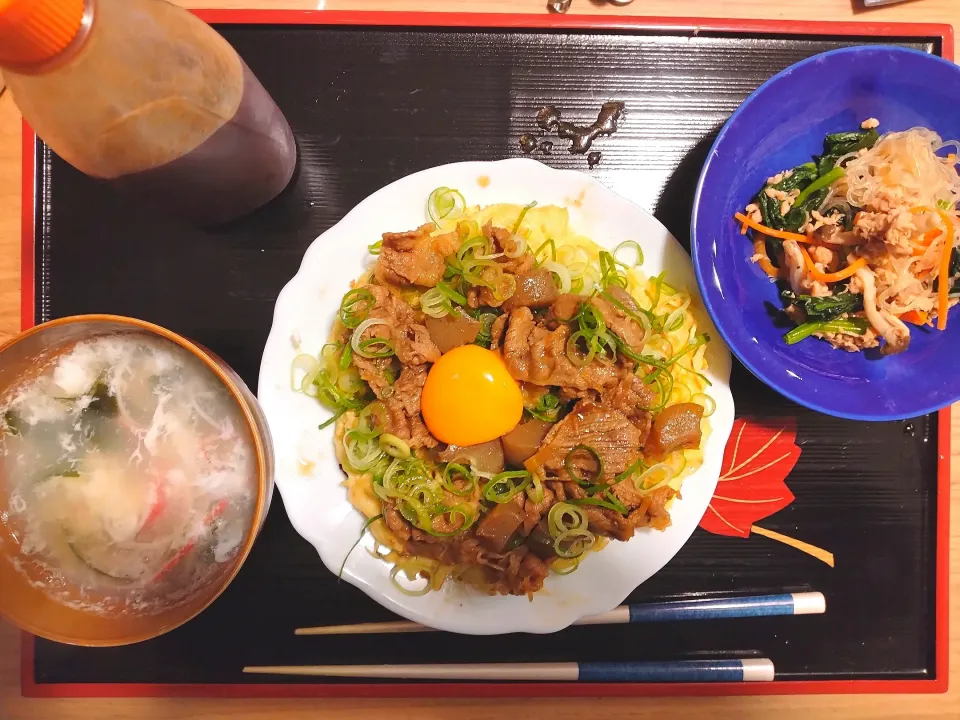 春雨サラダ
甘辛牛こんお好み焼き
スープ|さゆさん