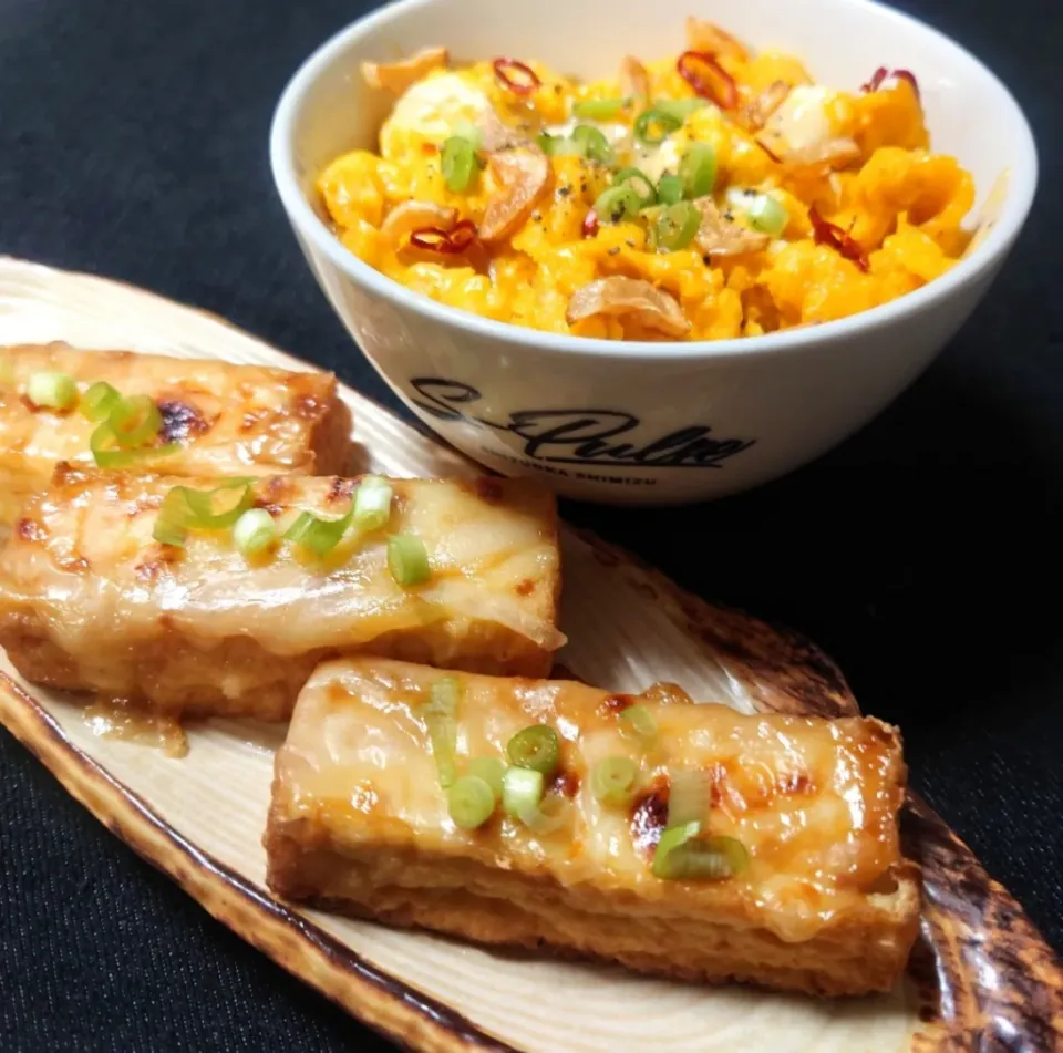 ぺぺたまDON(小盛)
厚揚げの味噌チーズ田楽|マギーさん