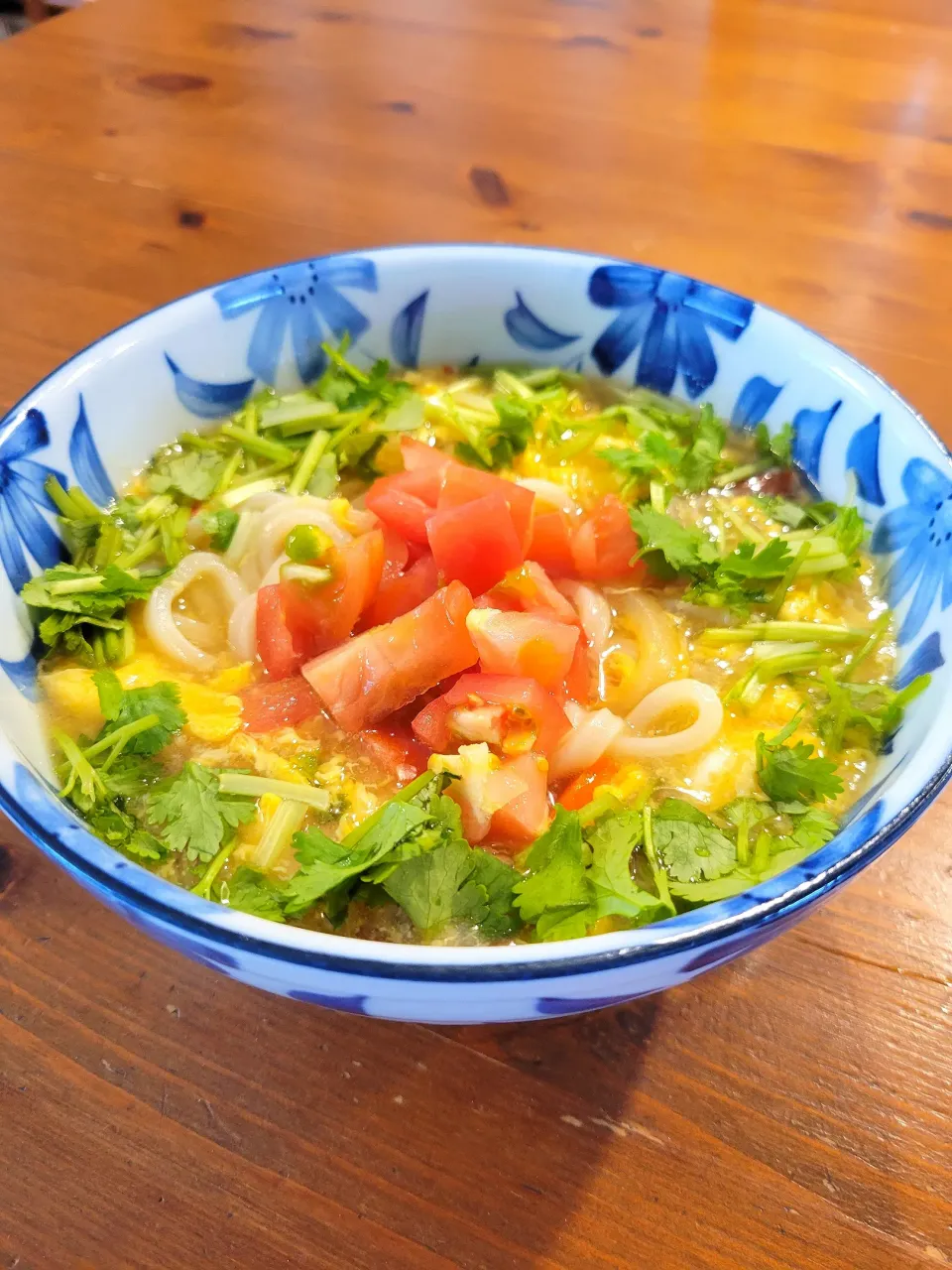 昨日のエスニックスープでかき玉うどん|あんさん