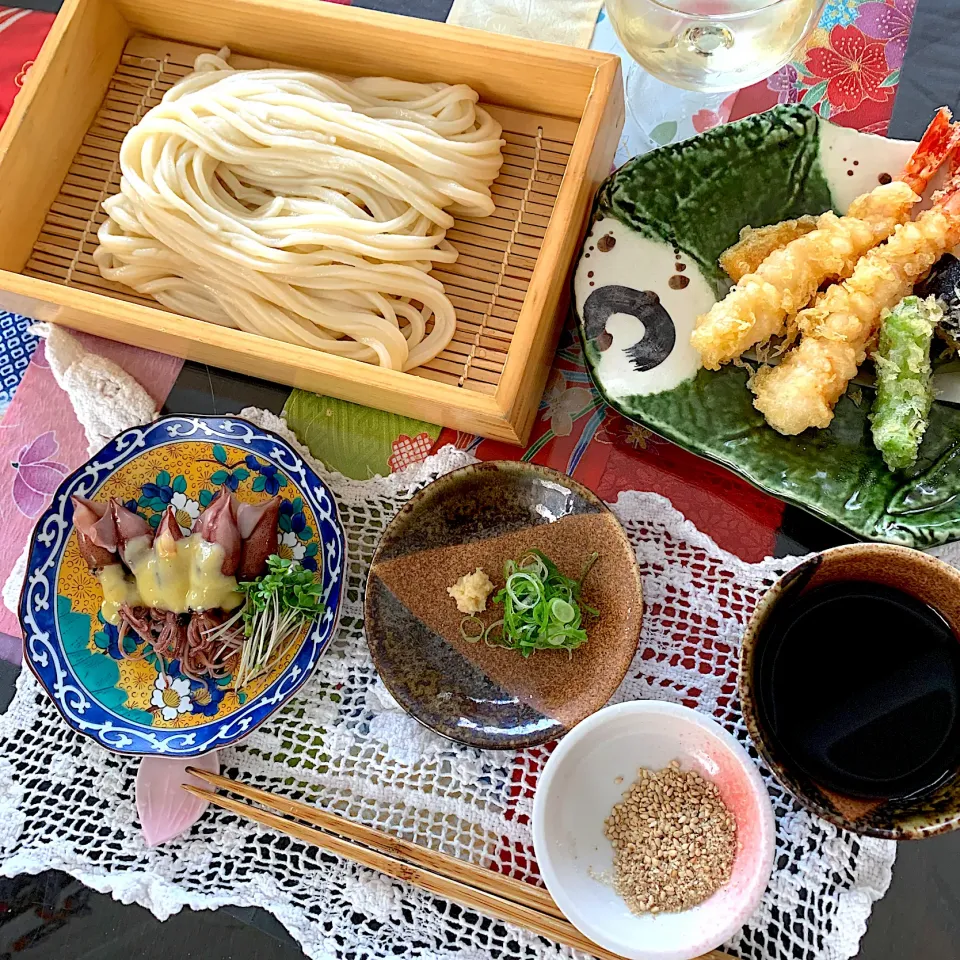 天ざるうどん　ホタルイカ酢味噌和え|プクママさん