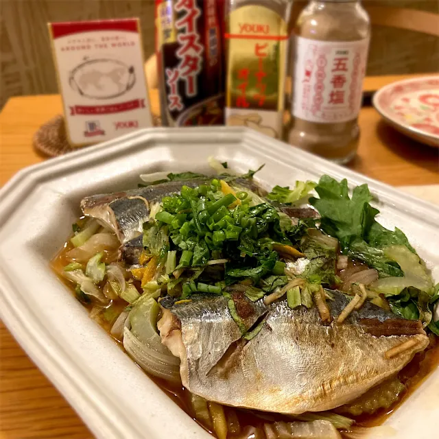 Snapdishの料理・レシピ写真:鯵の台湾風蒸し物（清蒸魚)｜今おいしい鯵であじ三昧♪