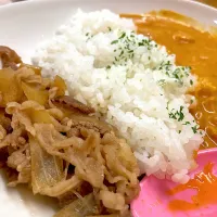 Snapdishの料理写真:牛あいがけカレー|nana 🍅さん