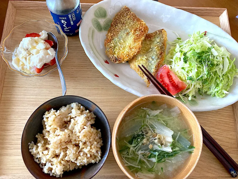 Snapdishの料理写真:鯵フライ定食❤️|さくたえさん