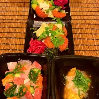 Snapdishの料理写真:バラ寿司とあんかけ納豆卵焼き|しんしんさん