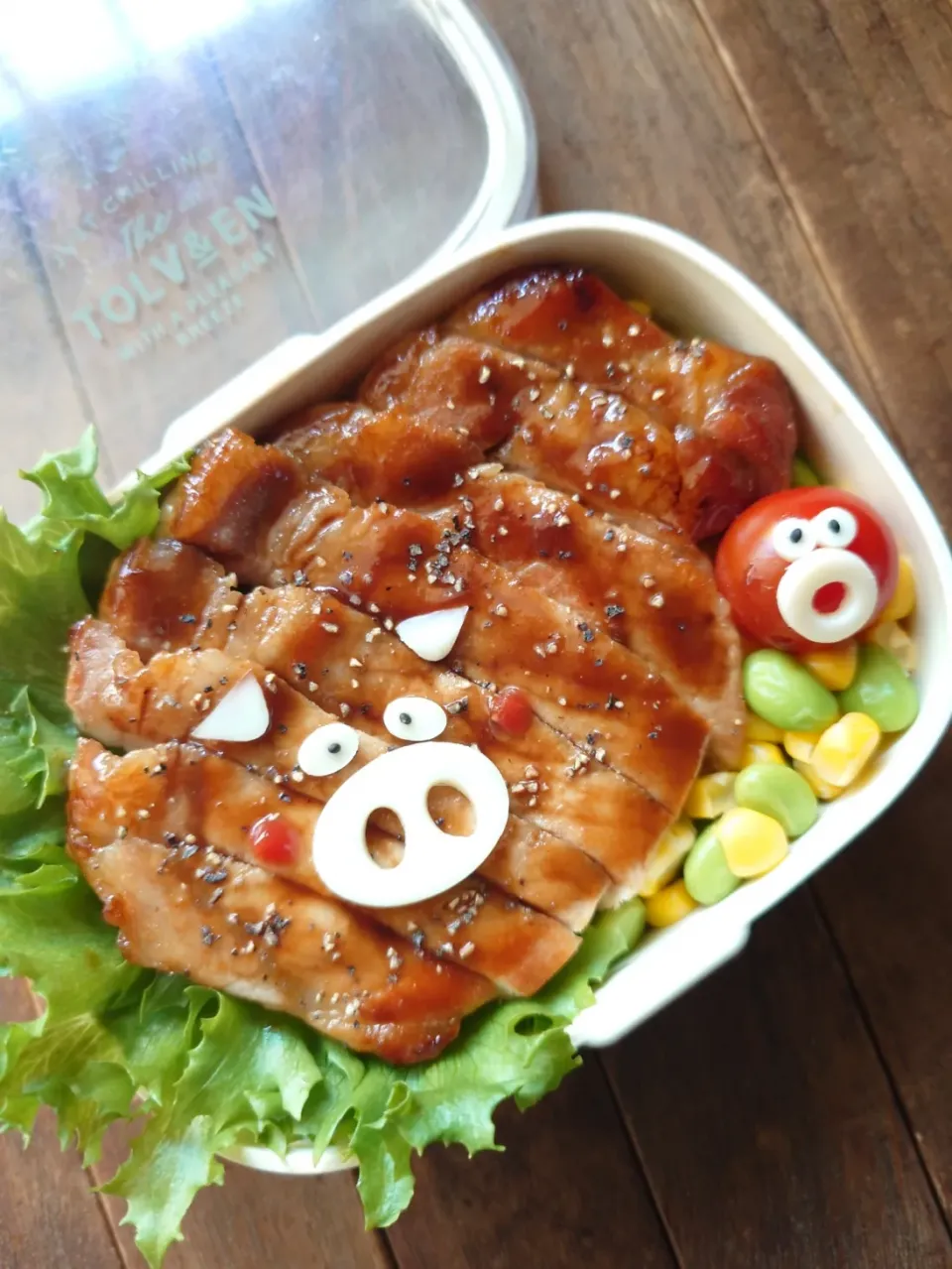 漢の…次女用🍱白飯がススムぞトンテキ弁当|ᵏᵒᵘさん