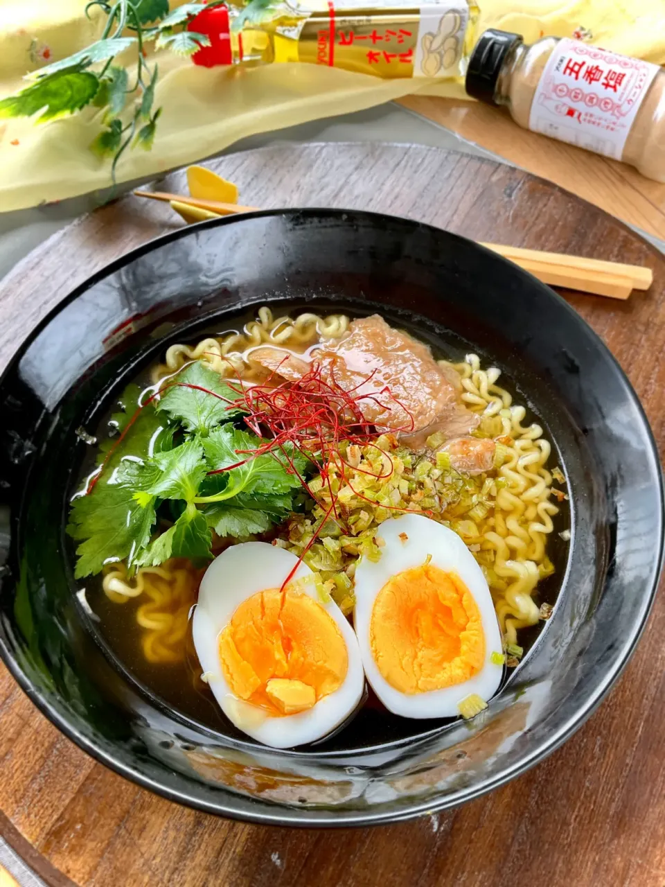 Snapdishの料理写真:ピーナッツオイルde焦げてないネギラーメン|スイーツポテトさん