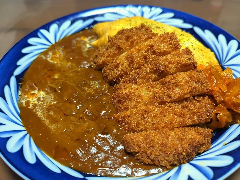 カレー炒飯オムカツカレー|河zooさん