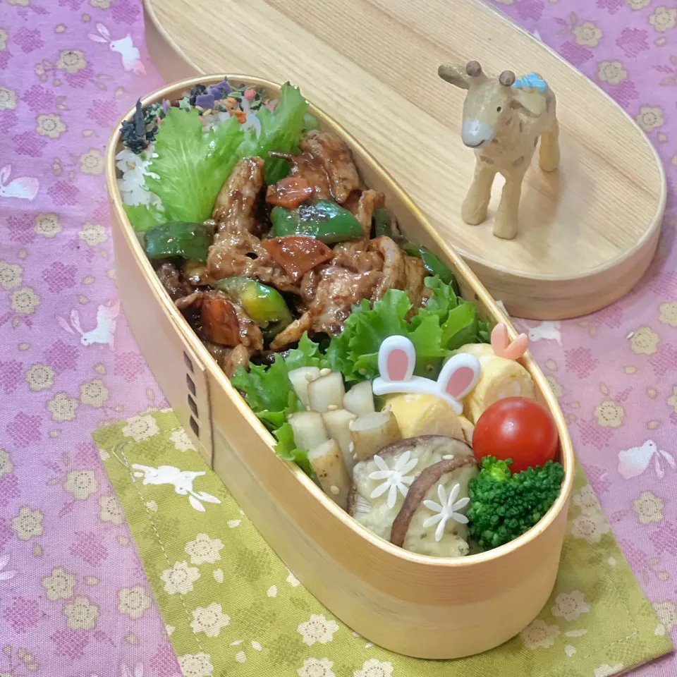 回鍋肉☘️の💙ちゃんお弁当　4/12金|sweet homeさん