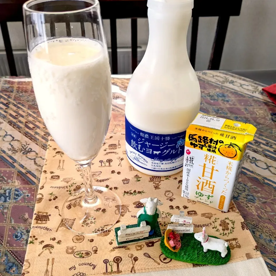 糀甘酒柚子ブレンド入り飲むヨーグルト🐮|naonaomimichanさん