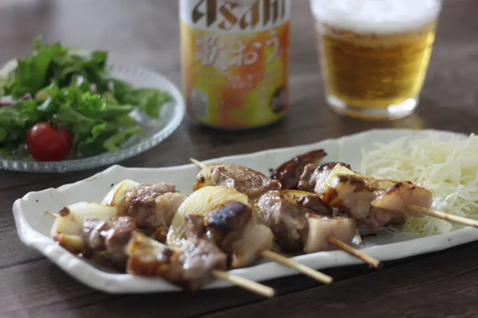 豚肩ロースと玉ねぎの串焼きからしみそだれ～室蘭やきとり風～|ちいさなしあわせキッチンさん