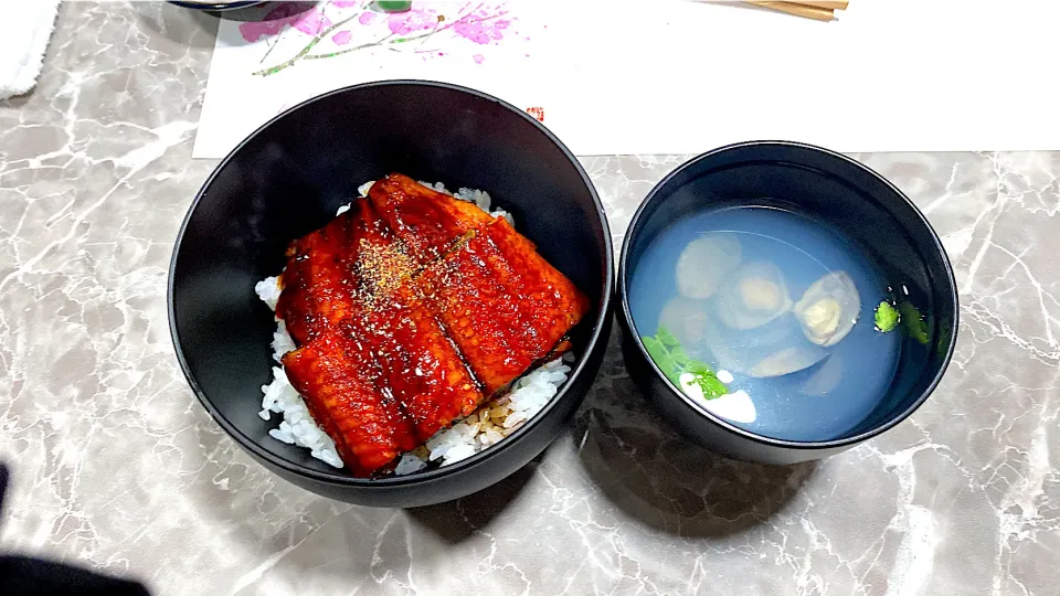 鰻丼にしじみ汁|みーこさん