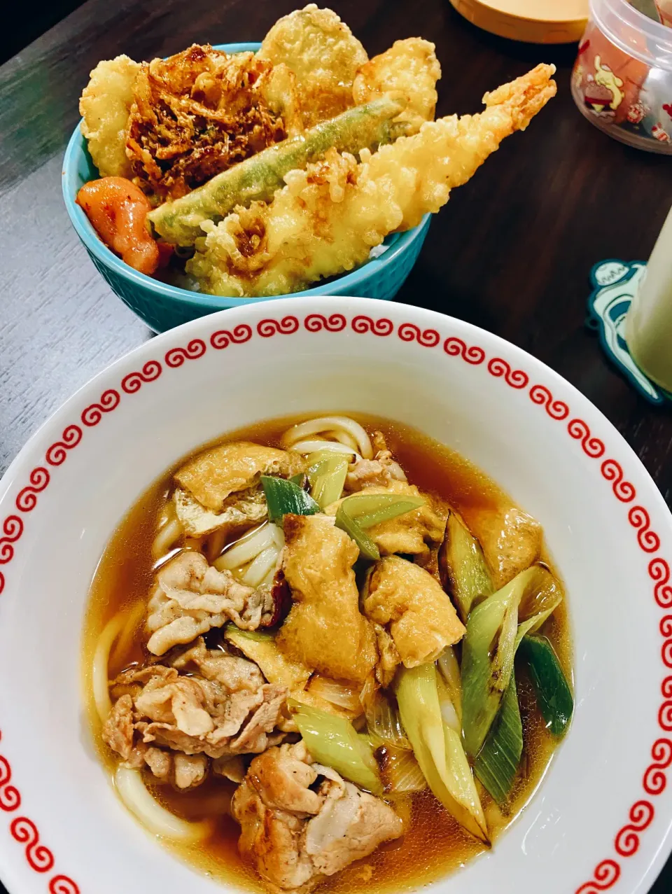 Snapdishの料理写真:つけうどんと天丼🍤|ゆんこさん