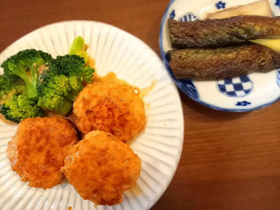 とりつくね　ブロッコリー　なす煮浸し|🍏りんご🍎さん