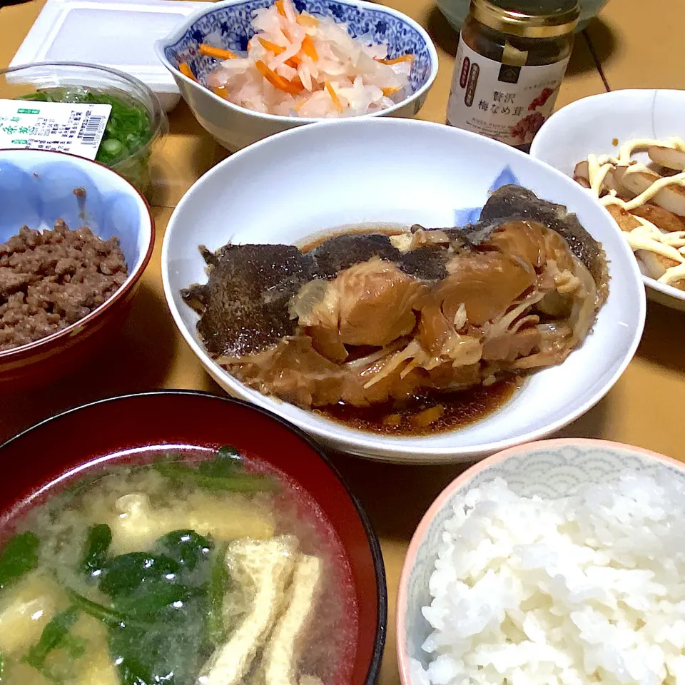 朝ごはん‼️煮魚・なます・納豆・ヒラ天・味噌汁|サチ😊さん