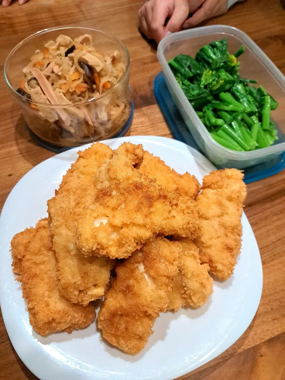 イカフライ　切り干し大根煮　茹で野沢菜|m aさん