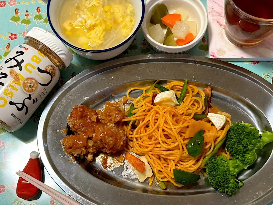 筍団子の味噌デリ添えナポリタンお一人様ランチ🍽️|noeさん