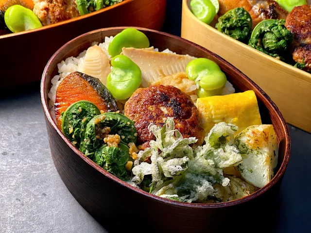 Snapdishの料理・レシピ写真:筍ごはん弁当🍱｜春よ来い♡春待ち野菜を楽しもう！