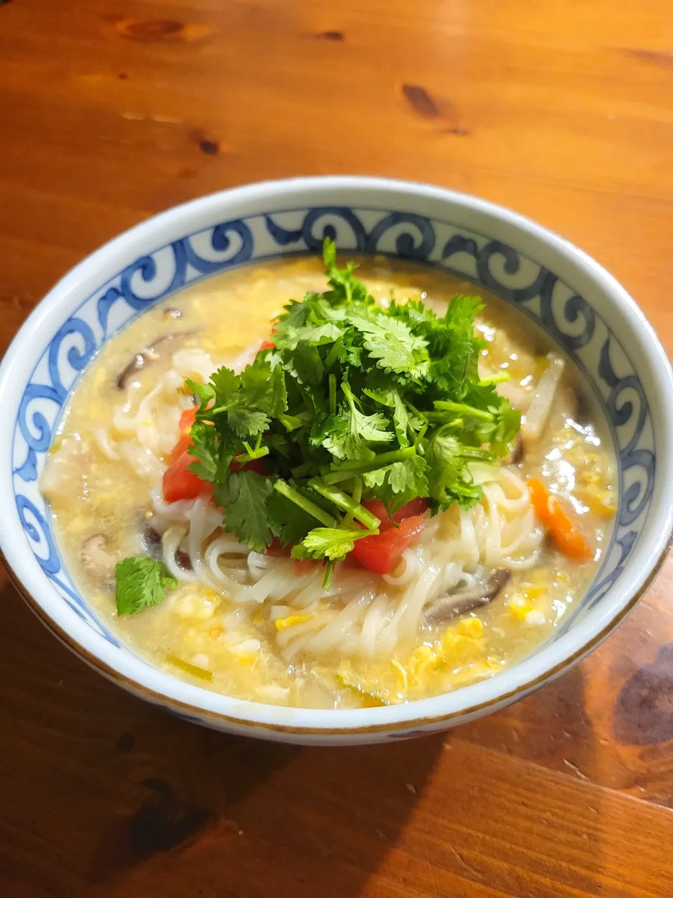 かき玉稲庭うどんエスニック風|あんさん