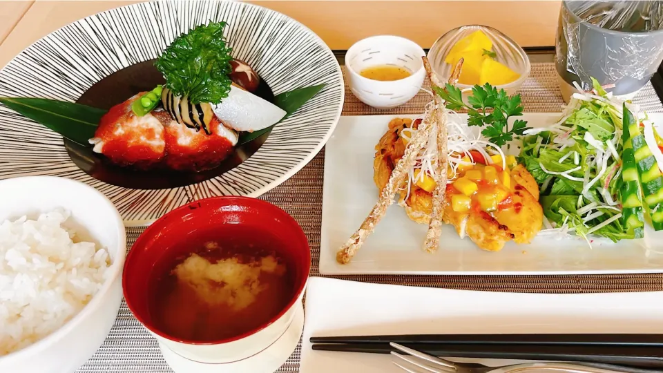 和風タンドリーチキン　鰆の紅芯大根みぞれ煮|トモロヲさん