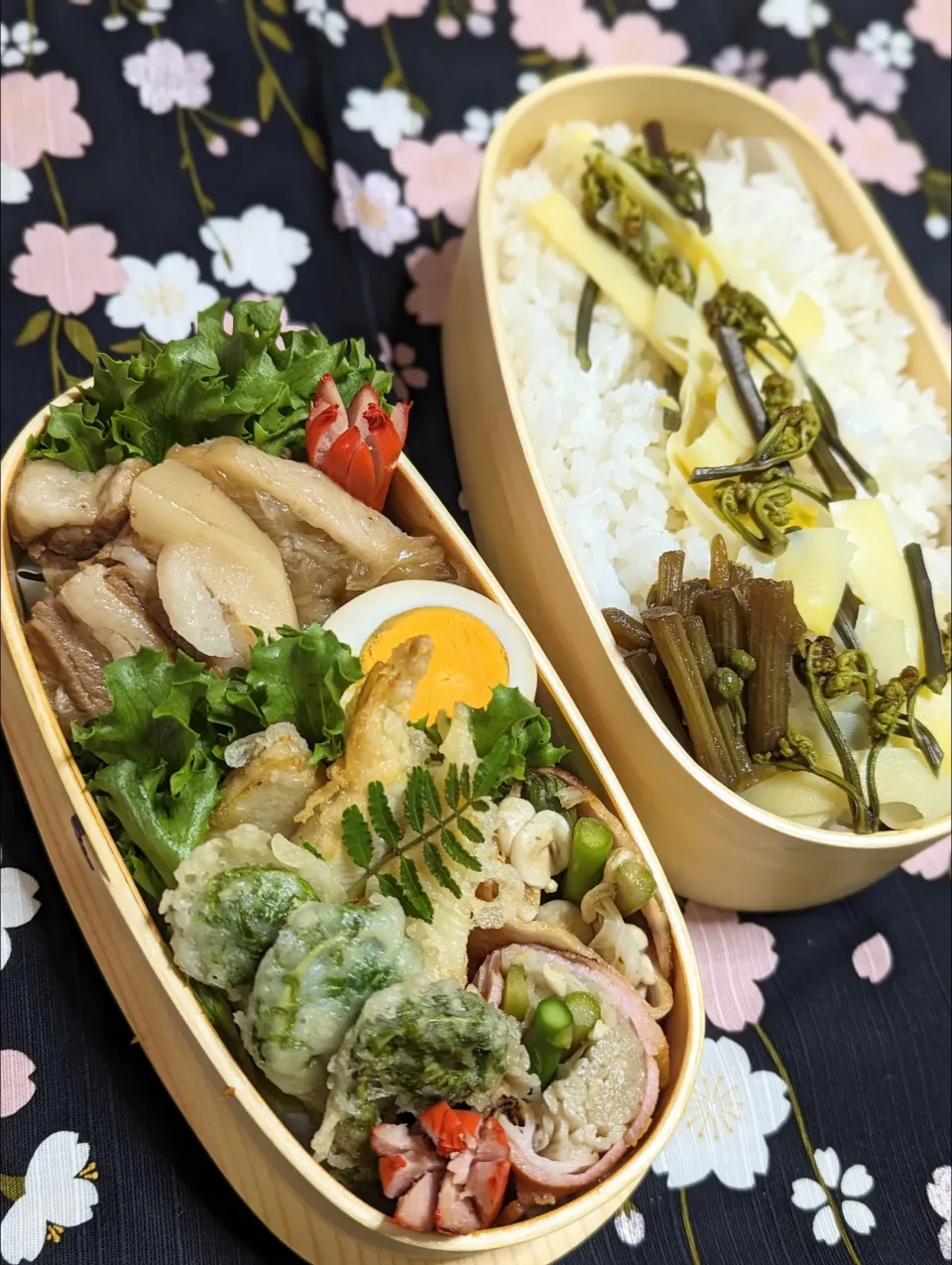 本日のお弁当〜豚ばら肉の角煮と山菜弁当|f.1125beさん