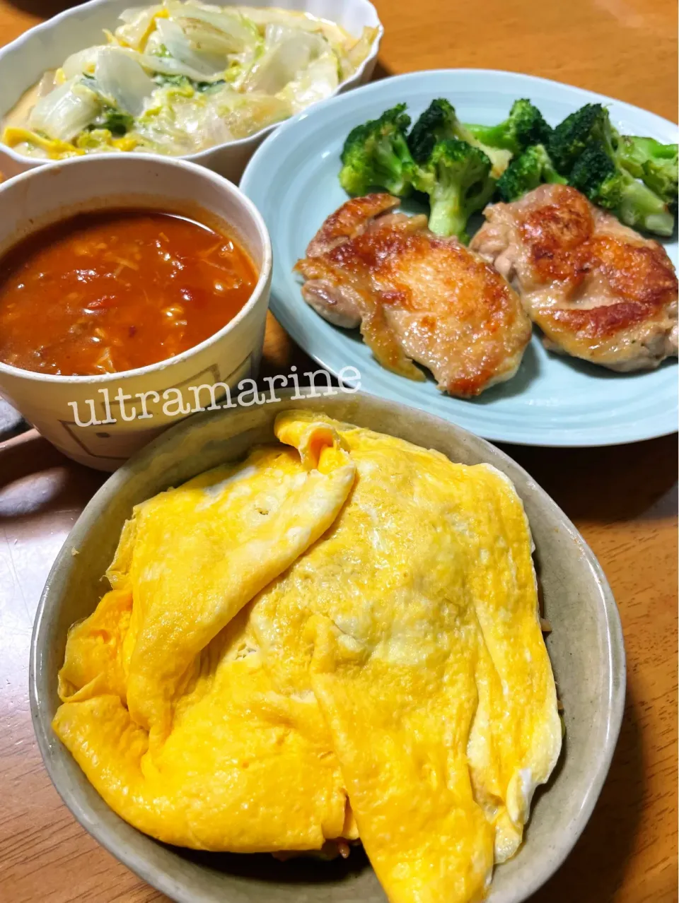 Snapdishの料理写真:＊オムライスとチキン♪＊|ultramarineさん